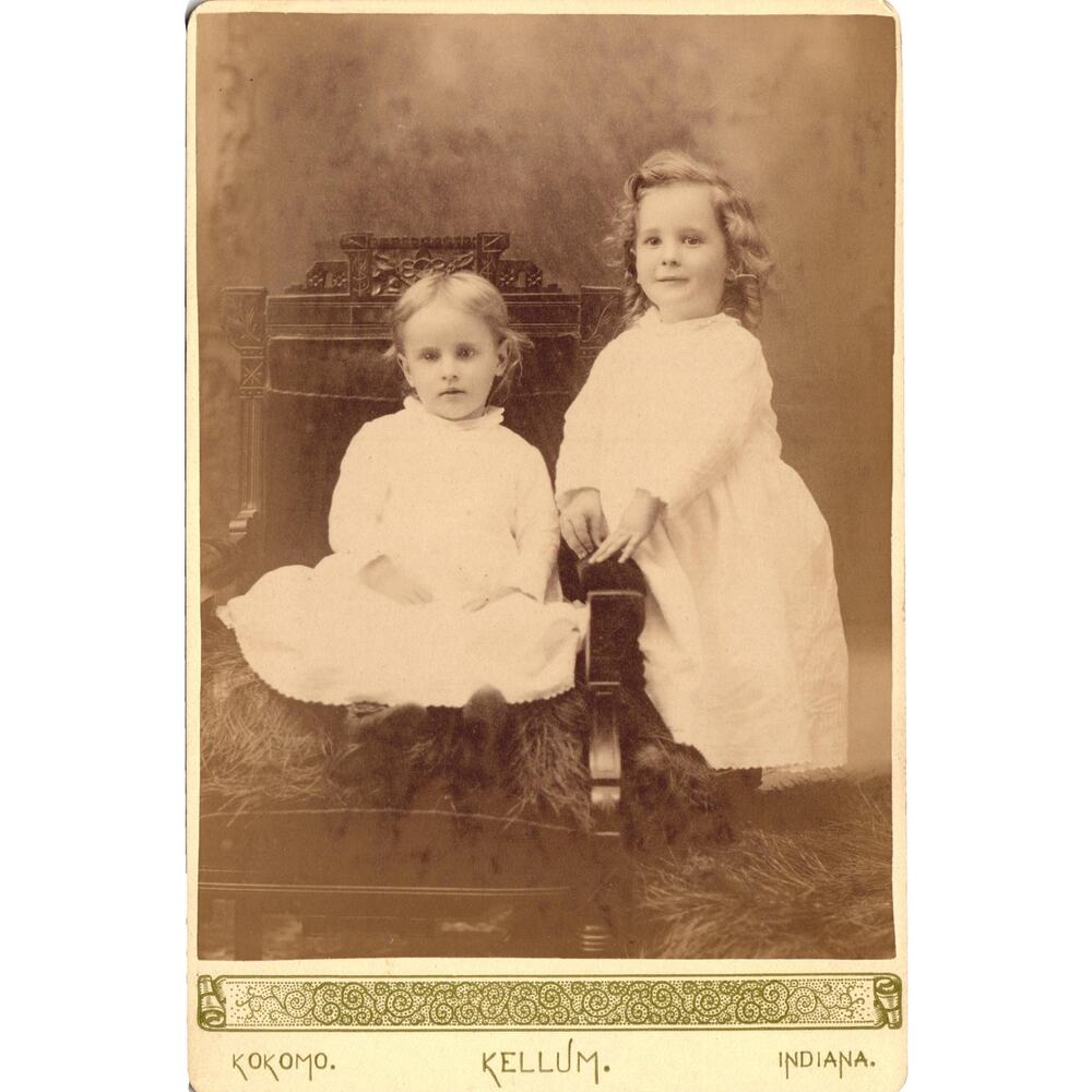 Antique 1800s Cabinet Card Photo Victorian Children‎ Kellum Kokomo Indiana
